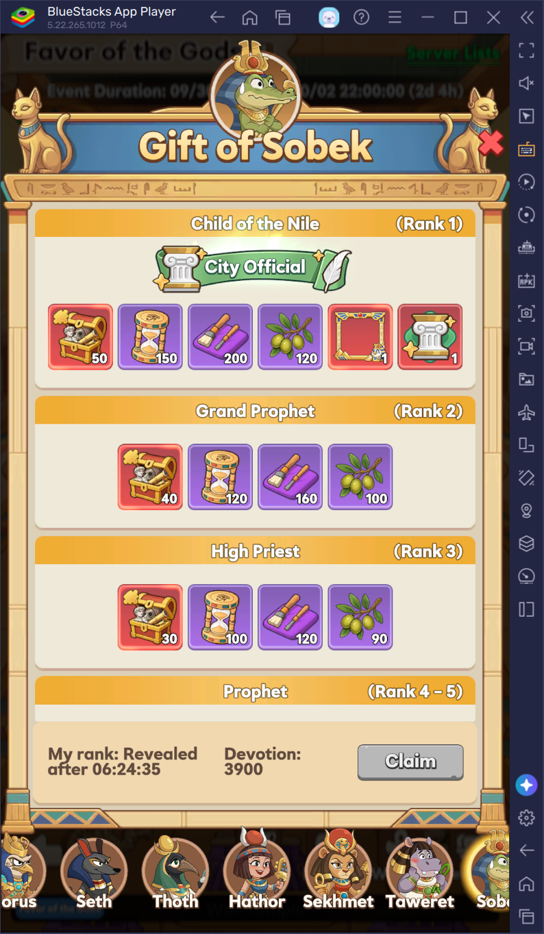 Gift of Sobek rewards City Official